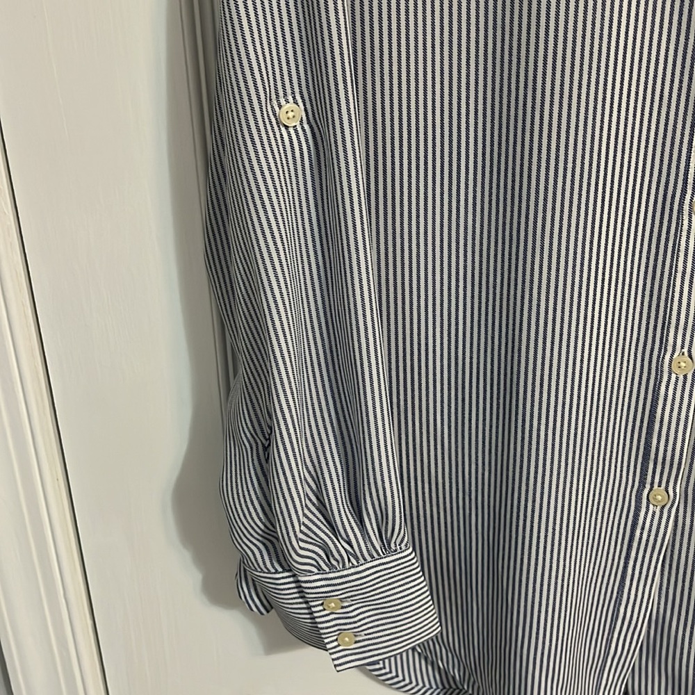LOFT Black and White Striped Blouse - Picture 3 of 6